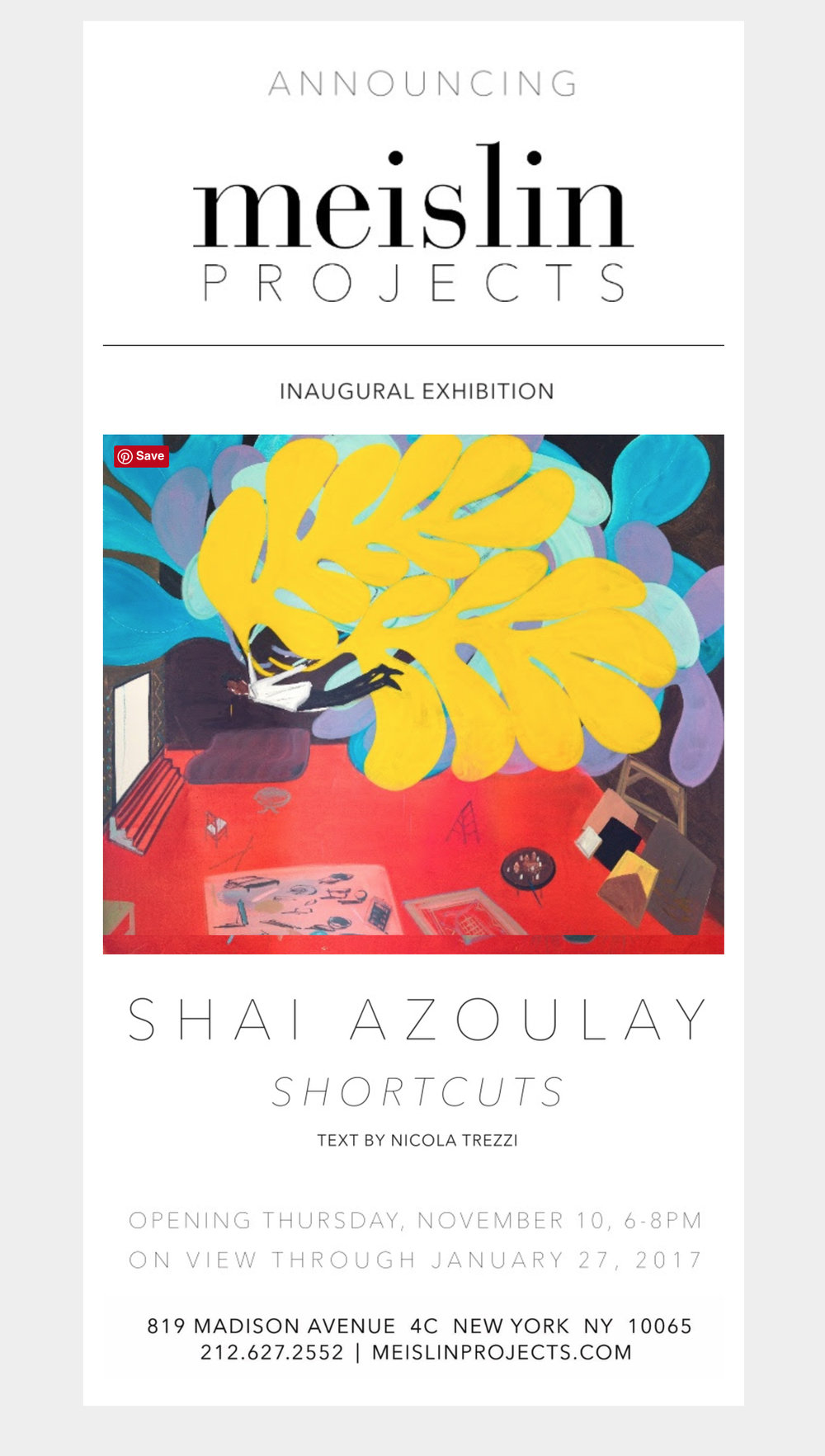 You are currently viewing Shortcuts at Andrea Meislin Gallery, NYC | Nov 2016