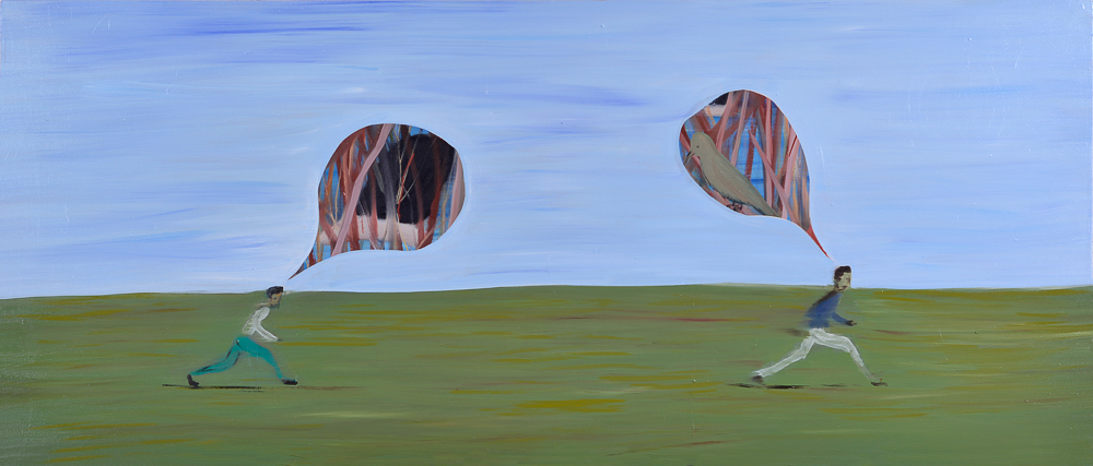 The Chase Of Thoghts, 2013, Oil on canvas, 85x200 cm